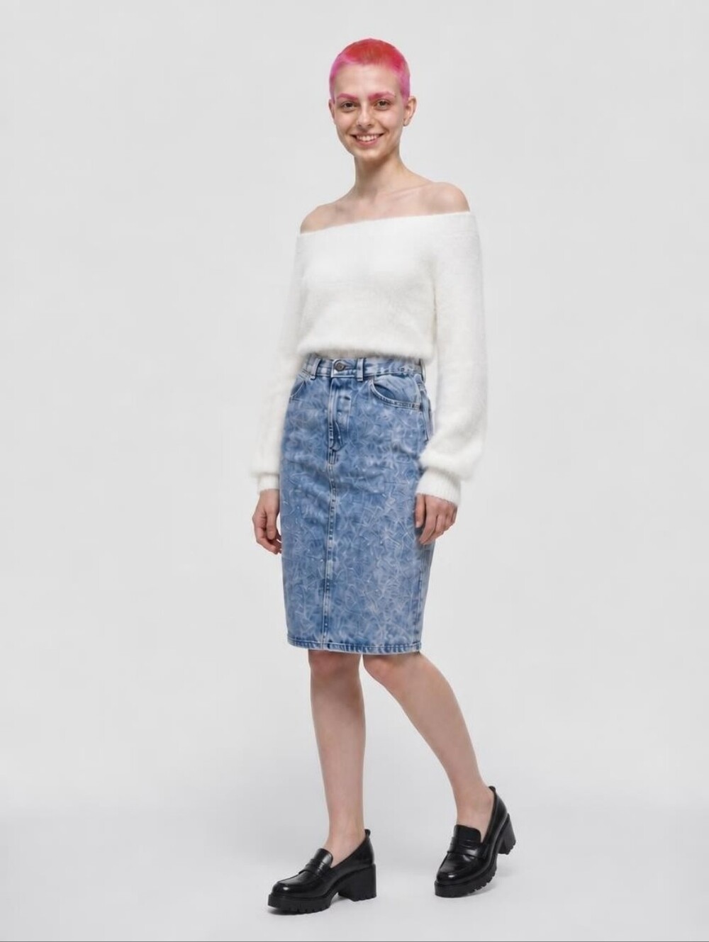 Sunset Blues Vintage 80's Style Acid Wash Denim Midi Skirt Juniors Size 7